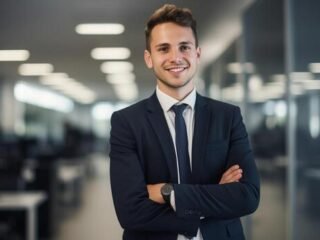 ai-generated-office-worker-portrait-of-smiling-handsome-businessman-boss-in-suit-standing-photo
