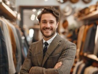 stylish-male-sales-consultant-smiling-in-clothing-store-photo