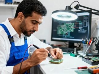 electronics-technician-works-on-circuit-board-in-small-workshop-small-business-concept-free-photo