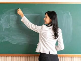 teacher-writing-on-the-blackboard-and-students-listening-to-the-lesson-photo